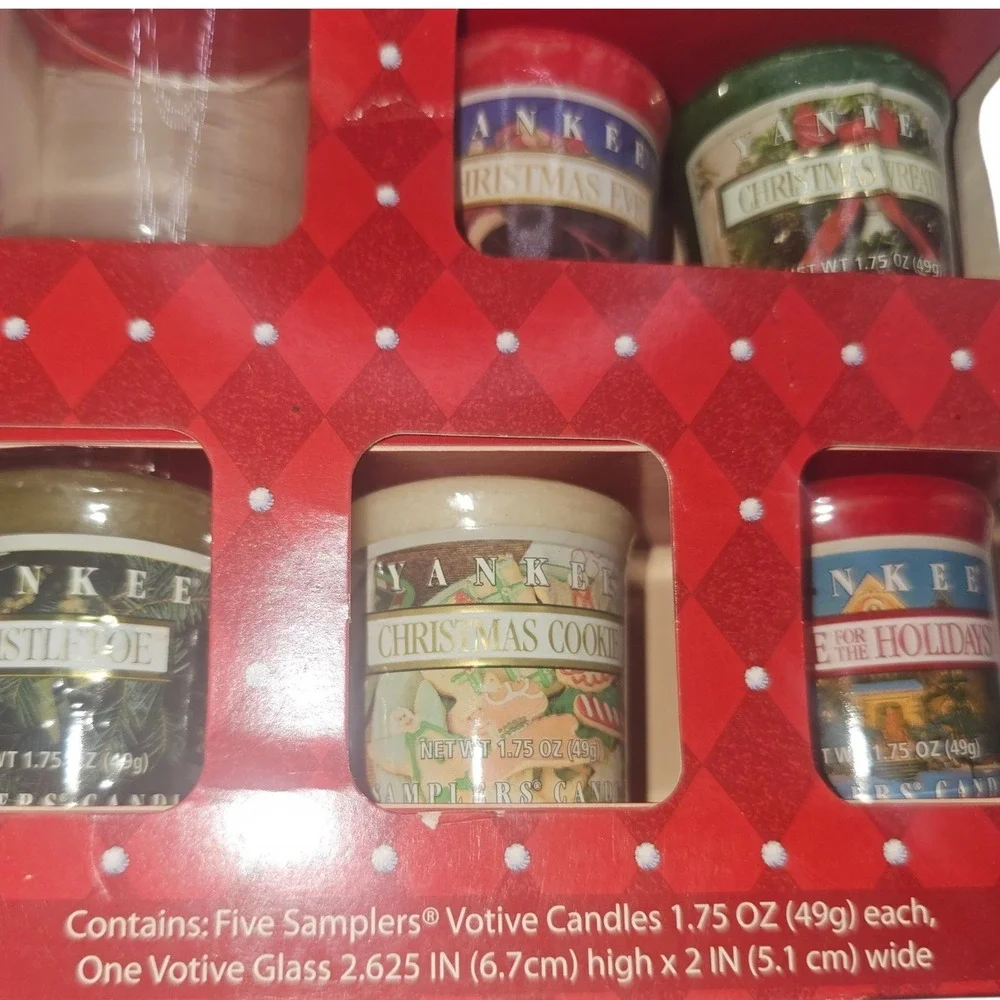 Yankee Candle Holiday Votive Gift Set 5 Candles & 1 Holder 2006 Vintage NEW